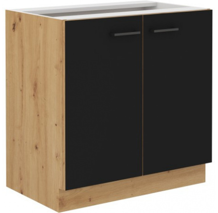 Kuchyňská dolní skříňka MOLLY 80 D 2F BB, Černá/Dub artisan
