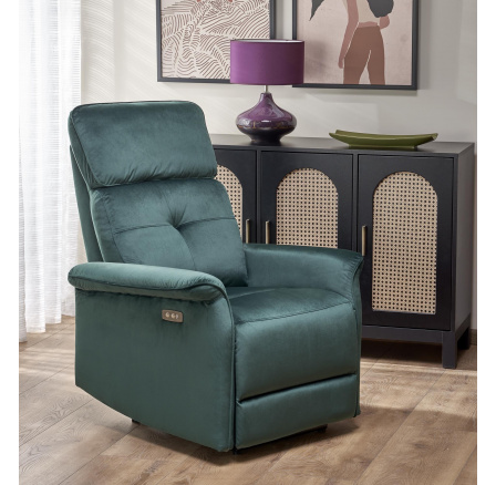 SEMIR dönthető fotel USB-vel, Sötétzöld