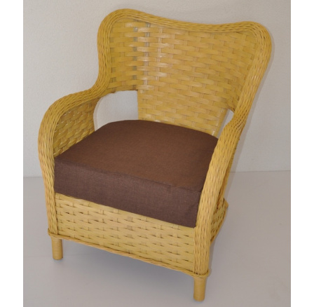 Ratanové křeslo Tokyo medové polstr hnědý melír