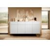 Komoda Nicole 200 cm se čtyřmi zásuvkami - bílý mat / černé nohy