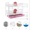ERYK PIĘTROWE RAMA BIAŁY SZUFLADA RÓŻOWY 90 X 200 KPL