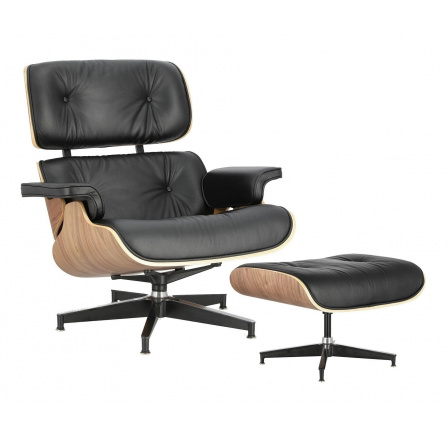 Vip fotel lábtartóval fekete/dió /standard alap