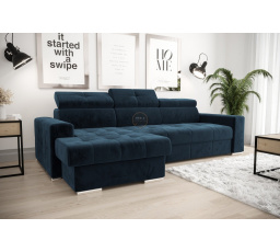 NAROŻNIK Z FUNKCJĄ SPANIA MARGO 160x250 - lewa , Odcienie granatu