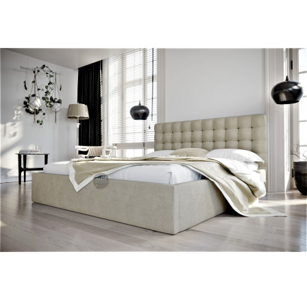 ŁÓŻKO LOFT - 160x200 , Metalowy na podnośnikach gazowych , Odcienie beżu