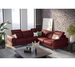 NAROŻNIK MALIBU MAX 250x250 SKÓRA NATURALNA - prawa , Skóra bordowa