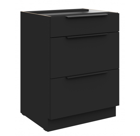 Dolní skřínka SIENA - 60 D 3S BB, Černá mat/Černá mat
