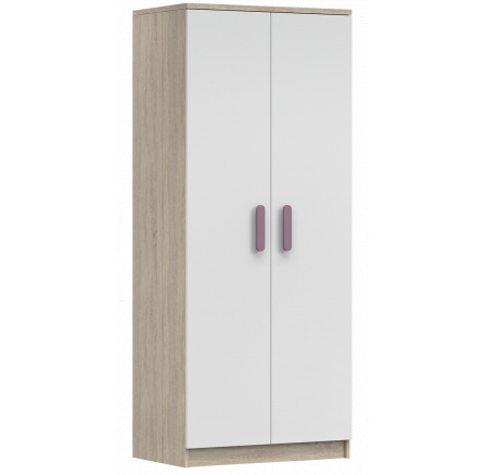 2D SMYK III - 06 Gardróbszekrény, Sonoma Tölgy/Fehér/Hanga