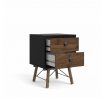 Noční stolek RAIN, Černý mat/Ořech