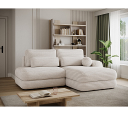 Ripeli sarokkanapéágy tárolóval, fehér bársony, jobbos Modullo 01 180x128 jobb 1