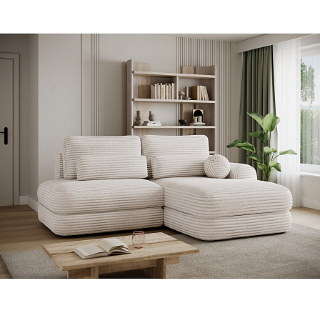 Ripeli sarokkanapéágy tárolóval, fehér bársony, jobbos Modullo 01 180x128 jobb 1