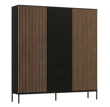 Meorati 185 Szafa Czarny/Dąb Artisan Czarny Mat, Dąb Artisan 185x200