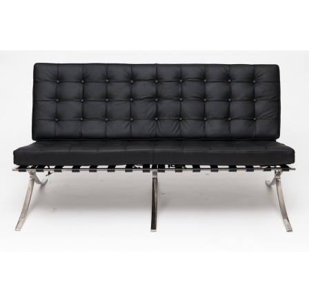 Sofa BA2 2 személyes, fekete ökobőr