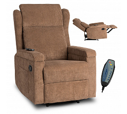 Fotel Rozkładany Masujący SEBASTIAN Brązowy Sztruksowy