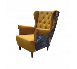 Relaxační křeslo ušák Selene K hořčicová/vzor