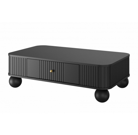 Stolik kawowy z szufladą Vesper 103x60 cm - czarny / złote uchwyty