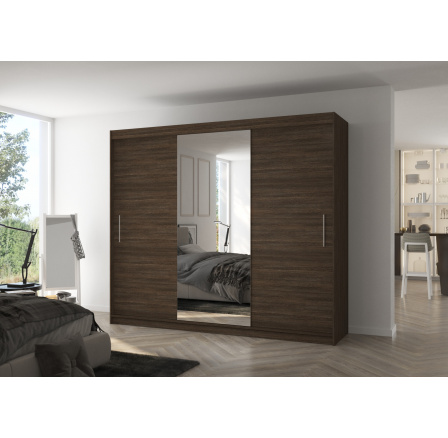 Tolóajtós szekrény tükörrel DENIS 250 Choco+Choco