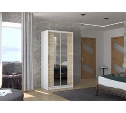 Tolóajtós szekrény tükörrel DRAGONIS 100 Fehér+Sonoma