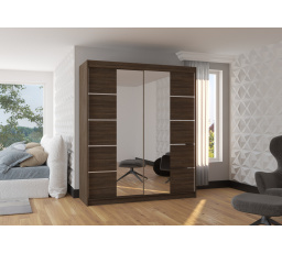 Tolóajtós szekrény tükörrel TRAVES 180 Choco+Choco