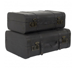 2 darab vintage fekete dekoratív bőrönd készlet