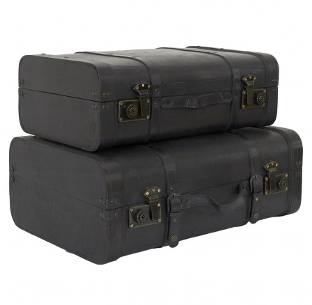 2 darab vintage fekete dekoratív bőrönd készlet