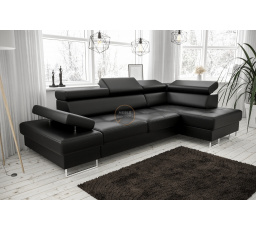 NAROŻNIK GALAXY MINI Z FUNKCJĄ SPANIA 170X280 SKÓRA NATURALNA - Skóra czarna , prawa