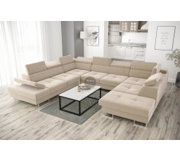 NAROŻNIK GALAXY MAX I Z FUNKCJĄ SPANIA 280x350x225 - Odcienie beżu , lewa