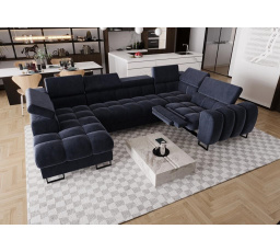 NAROŻNIK ROZKŁADANY ASPEN MAX II RELAX 198x350x170 CM - prawa , Odcienie granatu