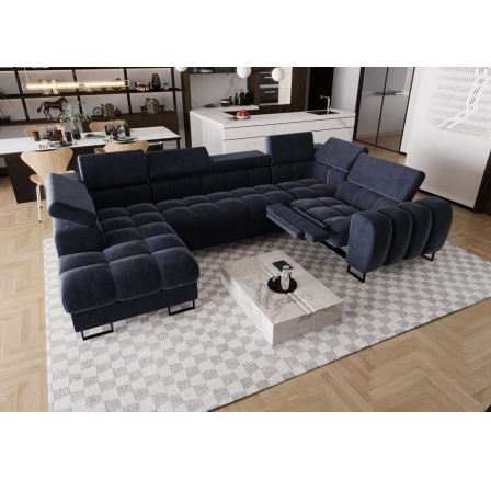 NAROŻNIK ROZKŁADANY ASPEN MAX II RELAX 198x350x170 CM - prawa , Odcienie granatu