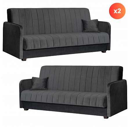 Zestaw 2x Sofa Rozkładana PORTO Szara