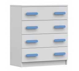 Komód 4S SMYK I - 02, Fehér Matt/Kék