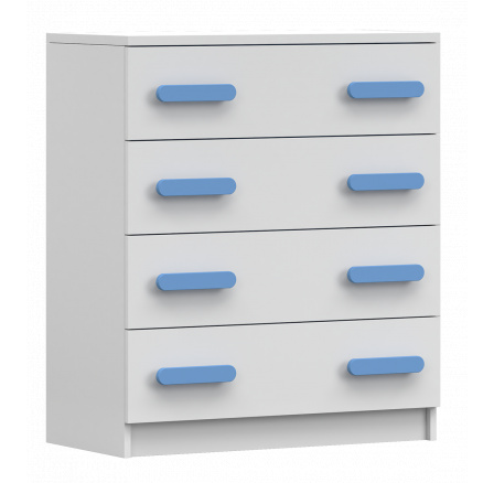 Komód 4S SMYK I - 02, Fehér Matt/Kék
