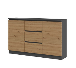 Komoda TOPA 2D3S 120,  ANTRACIT/DUB ARTISAN