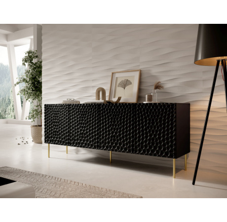 HOLE 190 komód, fekete matt/fekete matt