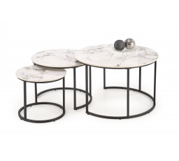 GILDA dohányzóasztal, fehér márvány hatás / fekete