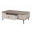 Stolik kawowy z szufladą Vesper 103x60 cm - kaszmir / orzech / czarne nogi