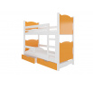 Kétszemélyes emeletes ágy matracokkal MARABA Fehér+Narancssárga