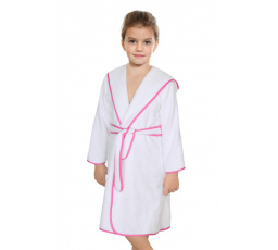 Dětský froté župan bílý s růžovou stuhou holky 5-7 let