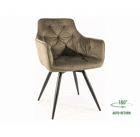MANGO VELVET forgó étkezőszék, Olíva 77 Bluvel/Fekete