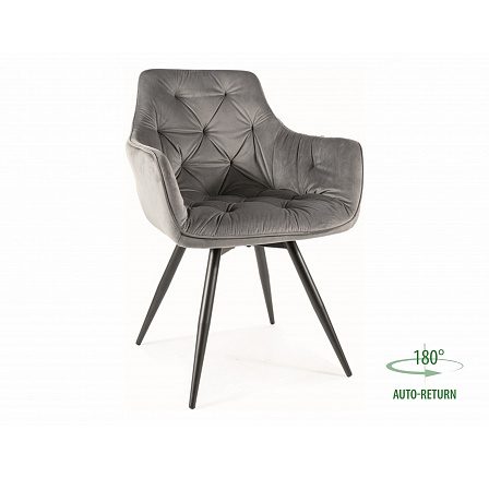 Étkező forgószék MANGO VELVET, Szürke Bluvel 14/Fekete
