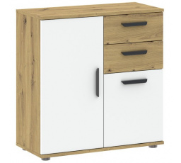 BASIC TWO 2D2S komód, Artisan Tölgy/Fehér