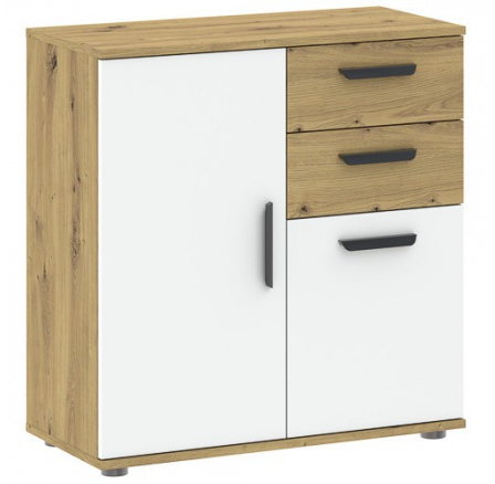 BASIC TWO 2D2S komód, Artisan Tölgy/Fehér