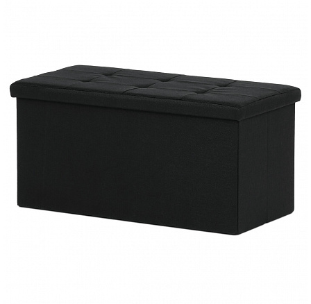 Taburet s úložným prostorem, černá, látka, TAB-462 BK2