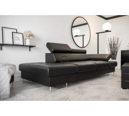 SOFA GALAXY II SZEZLONG 235 CM - Czarna eko skóra , Szezlong po lewej - lewa strona