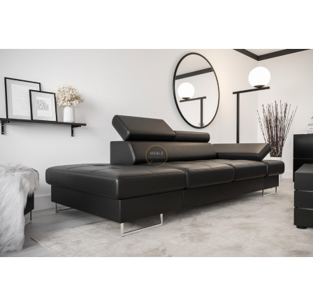 SOFA GALAXY II SZEZLONG 235 CM - Czarna eko skóra , Szezlong po lewej - lewa strona