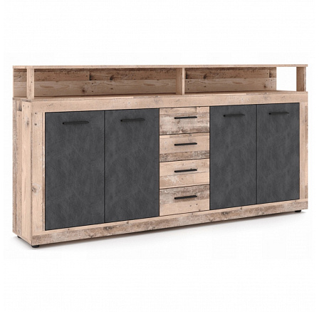 Komoda BLAGO 190 cm Surowy Dąb/Czarny