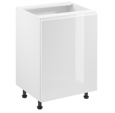 Konyhai alsó szekrény - ASPEN D60 Jobb, Fehér/Fehér fényes