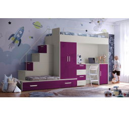 Vyvýšená postel PARADISE 5, Kašmír Fialová lesk