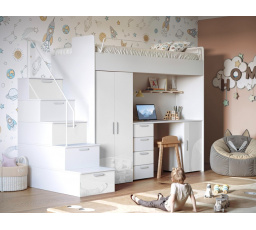 Patrová postel PARADISE 4S, Bílá Lesk