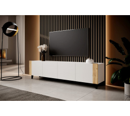 TV komód FARO, fehér matt/ fehér matt/ craft tölgy