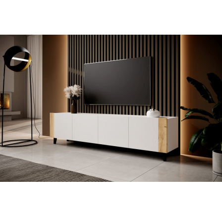 TV komód FARO, fehér matt/ fehér matt/ craft tölgy